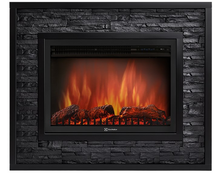 Портал Firelight Loft 30 камень черный, черная эмаль